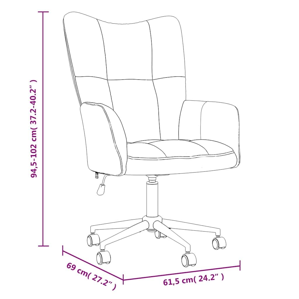 Sillón de relax de terciopelo rosa, altura ajustable con ruedas, moderno, sillón giratorio, 61,5 x 69 x 94,5 – 102 cm, cómodo sillón de lectura para salón, dormitorio, oficina, balcón
