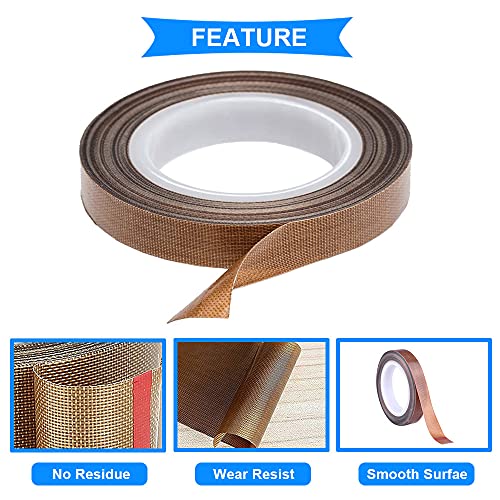Image of DAOKI 4 Rolls Polyester High Temp Tape Green PET Tape 8 /12 /20 /25mm x 33m(108ft) Silicone Adhesive Tape for Masking, Circuit Boards with 2 Rolls 15mm x 10m(33ft) Teflon Tape