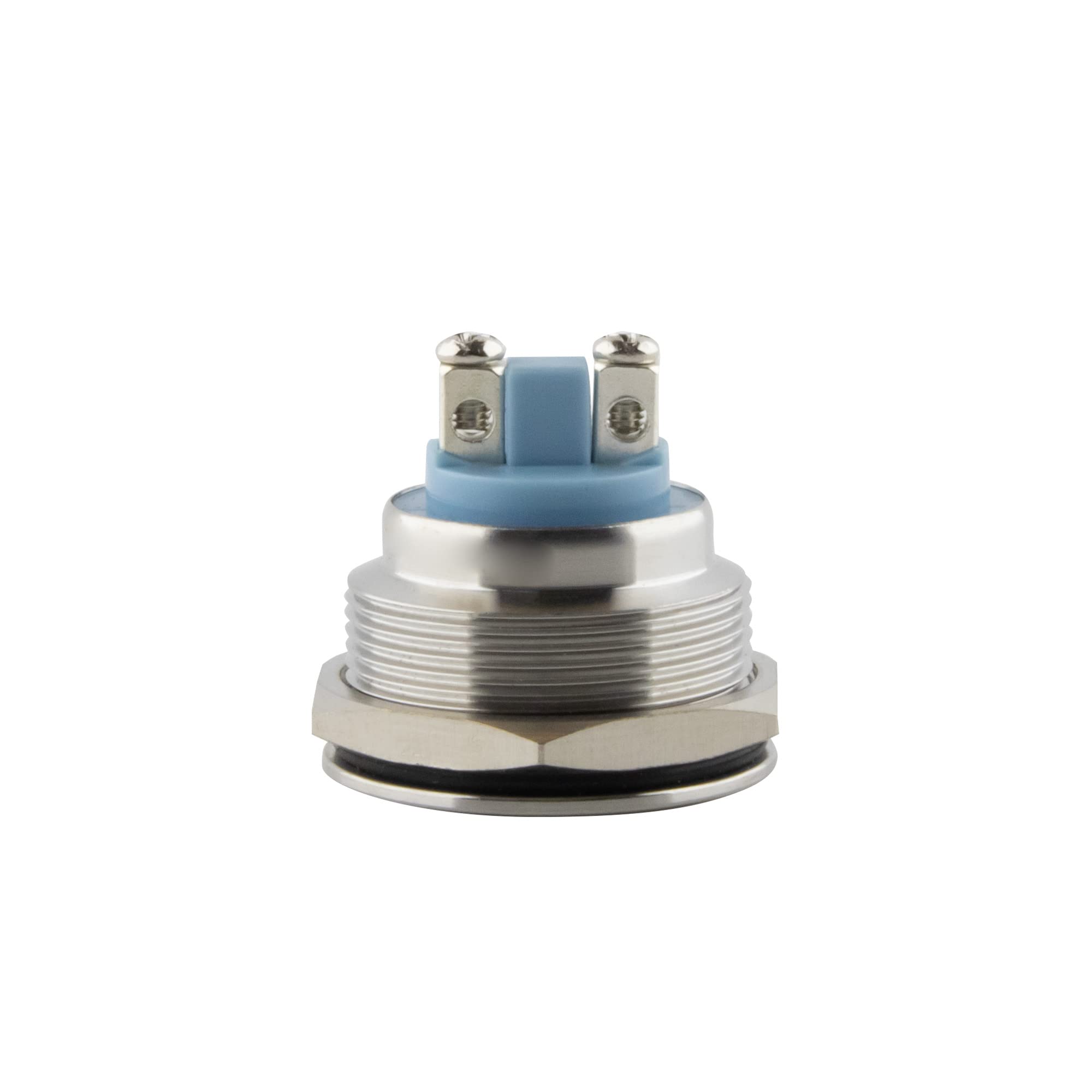 SeKi Pulsador de acero inoxidable, diámetro de 22 mm, forma de cabeza curvada, ojales/conector plano 0,5 x 2,8, conector pulsador de timbre.