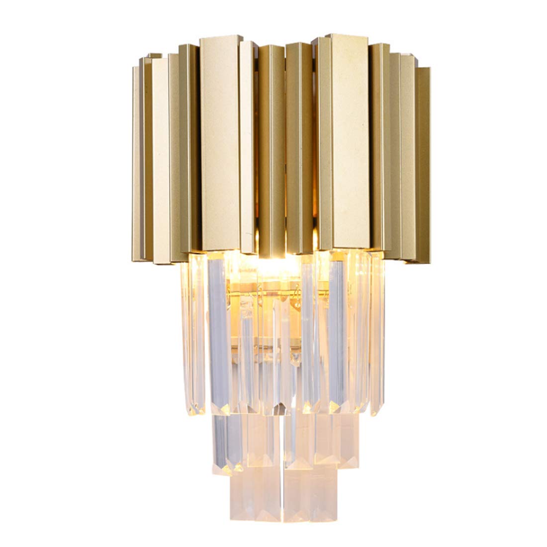 LED E14 Wandleuchte Kristall Modern Schlafzimmer Wohnzimmer Korridor Flur Lampe, Golden Wandlampe 2-Flammig Rechteck Wandlichter Kreativ für Küchen-insel Esszimmer Arbeitszimmer Villa Treppen, 22*40cm