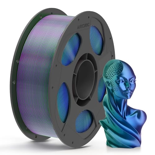 ANYCUBIC Silk PLA Filament Tri Color Seide Filament 1 75mm Kontrollierbarer Glanz 3D Drucker Filament Seidentexturen Prächtige Farbe 1KG Silk Blau Grün Lila
