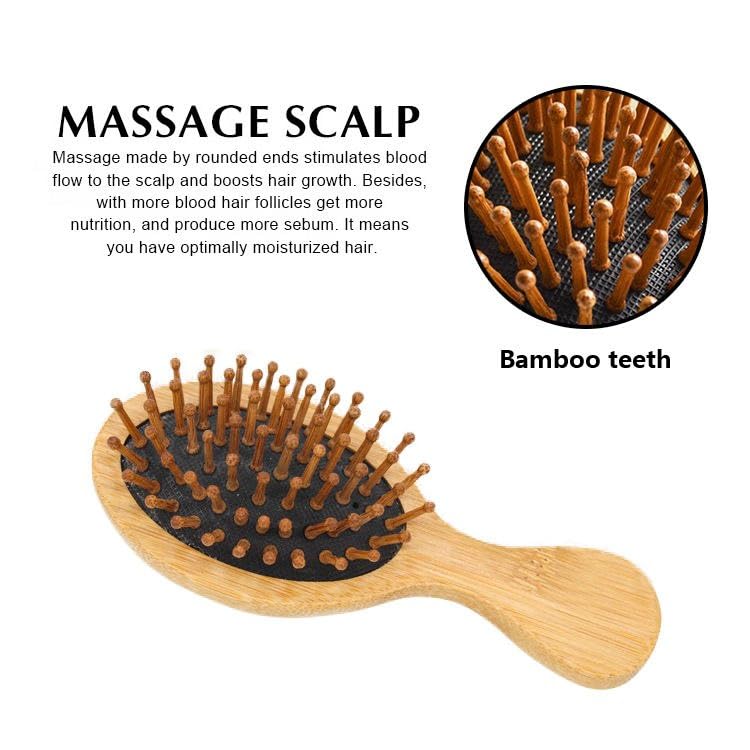 Image of Bamboo Hair Brush for Massaging Scalp, Hair Growth for Girls, Women, Natural Bamboo Bristles Detangling Wooden Paddle Hairbrush for Hair Care, Anti-Static (Bamboo Comb)