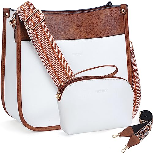Image of HKCLUF Crossbody Bag Purse for Women 2PCS /Set Leather Hobo Handbag Wallet Set With 2Adjustable Guitar Strap Shoulder Bag | Purse