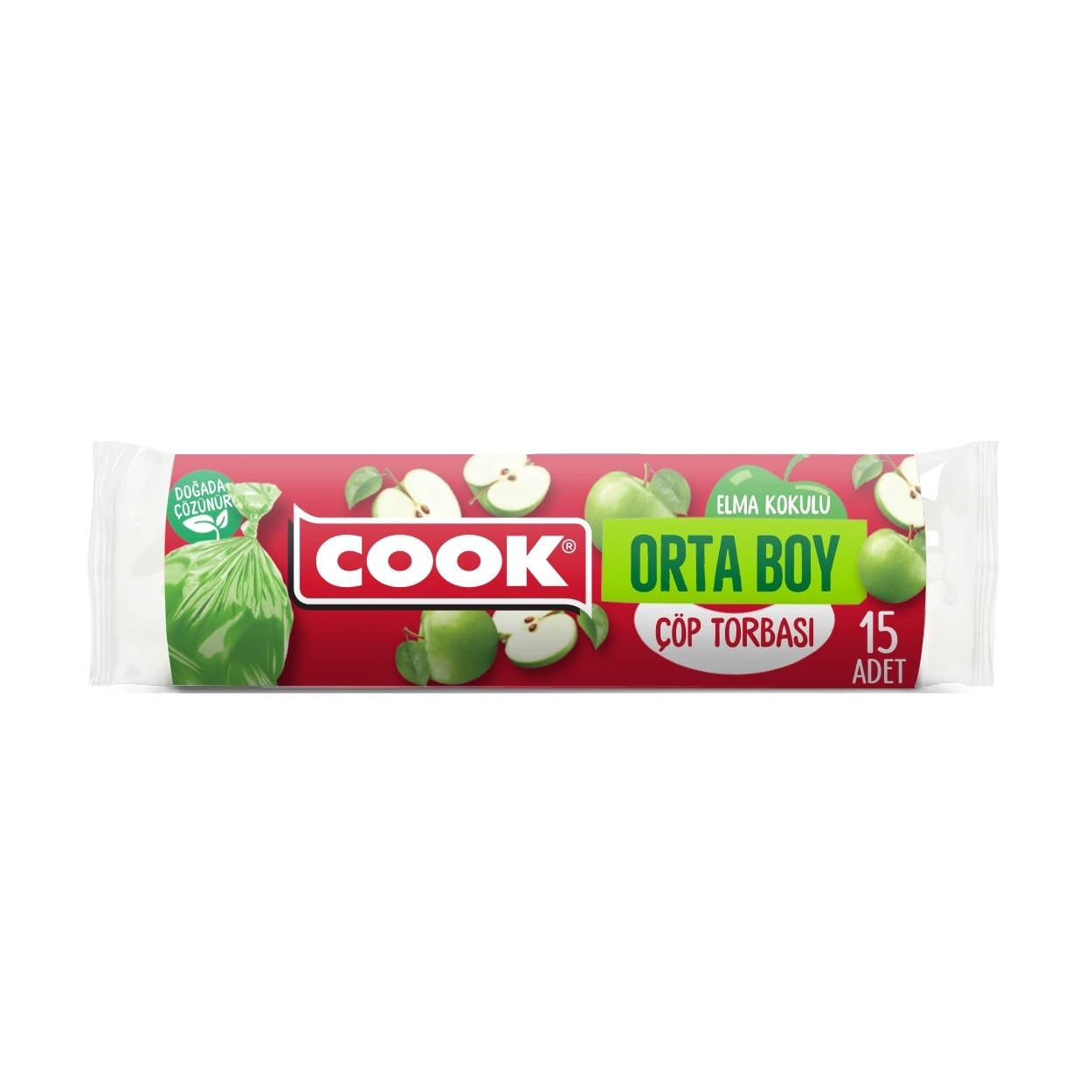 Cook Kokulu Çöp Torbası, Orta Boy (Elma) 55 x 60 cm (15 Adet/Rulo)