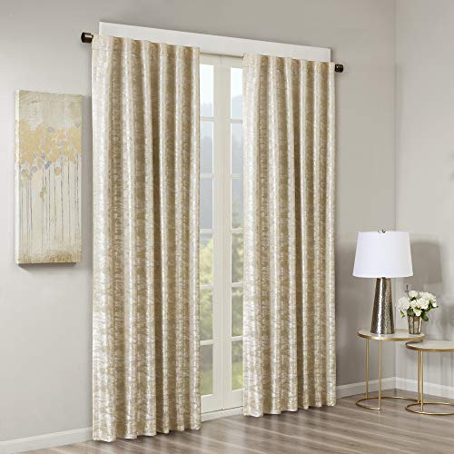 Sun Smart Cassius Jacquard Blackout Curtain For Bedroom, Luxury Gold Single Window Panel Living Room Family-Room Kitchen, Rod Pocket, 1-Panel Pack, 50X95, Gold #TOP2
