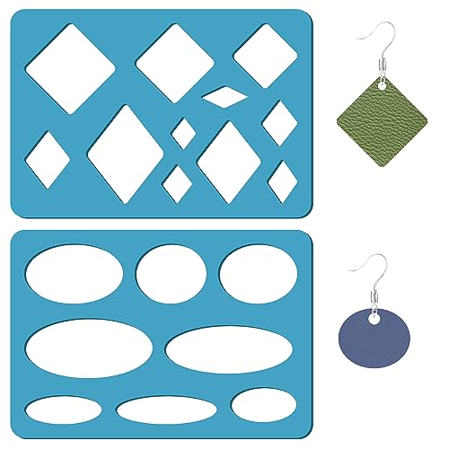 GORGECRAFT 2 Styles Geometric Earrings Making Template Oval Stencils Templates Reusable Diamond Acrylic Cutting Stencil for Bracelets Earrings Jewelry Making Diy Crafts Scrapbooking Canvas 3.5 x 5.1