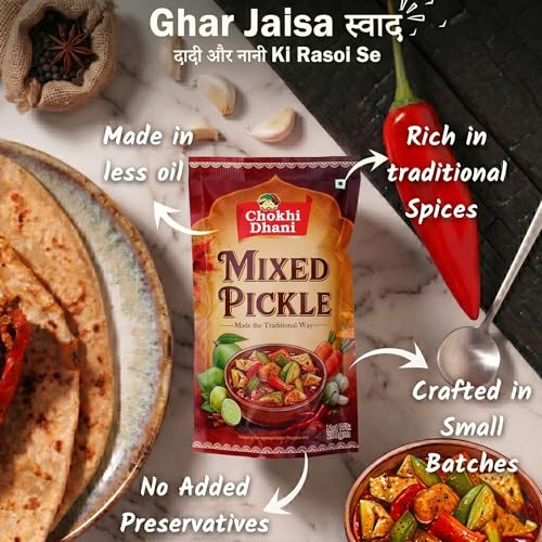 Image of Chokhi Dhani Mixed Pickle 200g | Mix Achar | Spicy & Tangy Indian Pickle | Traditional Homemade Style | No Artificial Colours