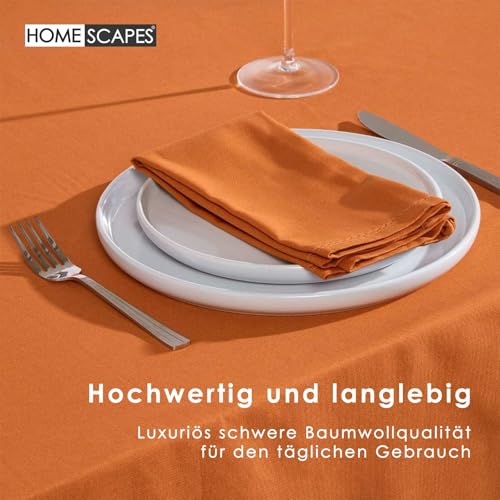 Homescapes Tischdecke Terracotta mit Hohlsaum aus 100% Baumwolle 137x137 cm, Tischtuch quadratisch, waschbar & pflegeleicht – Ansicht 4