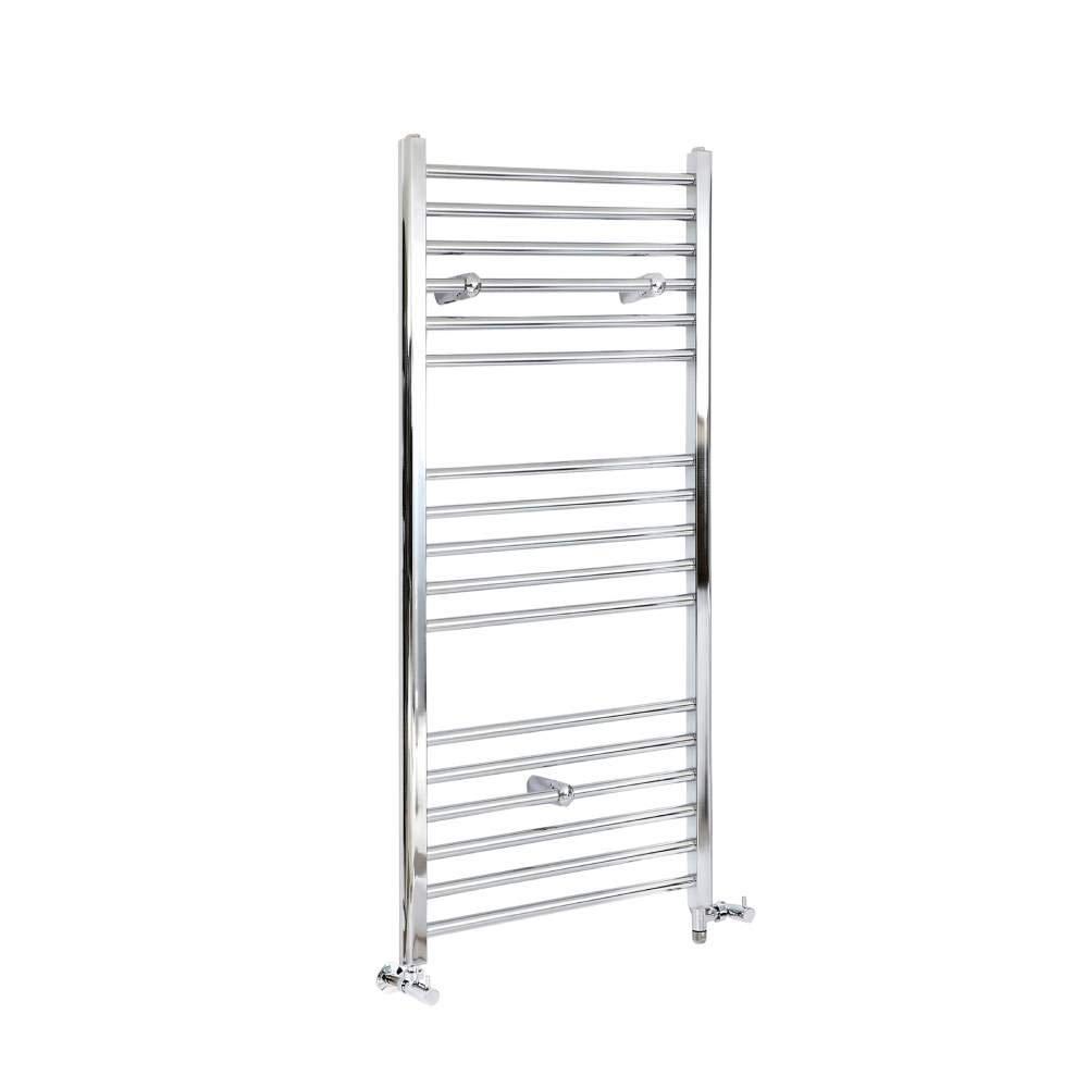 Milano Kent Chrome Dual Fuel Straight Bar Heated Towel Rail - 1200Mm X 600Mm
