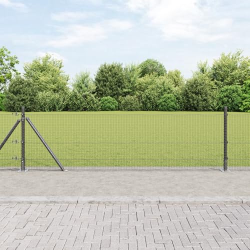 Massbinet Zaunpfosten-Set Set aus 2 Grau Metall Mittel Langlebig Perfekt als Gartenzaun Gartentor Brettertzaun