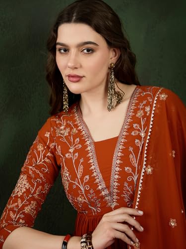 Image of SheWill Kurta Set for Women - Maroon Velvet Zari Sequence Cording Embroidered Kurta with Pant and Cutwork Organza Dupatta