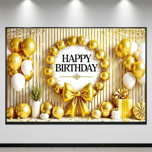 Image of Happy Birthday Theme Backdrop Banner 5x7 ft - Digital Print Cloth Background, Reusable Birthday Party Wall Decoration for Girls, Photo Booth & Stage Decor (BD 4)
