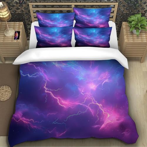 Housse de couette éclair néon 140x200 parure lit 3d - 5