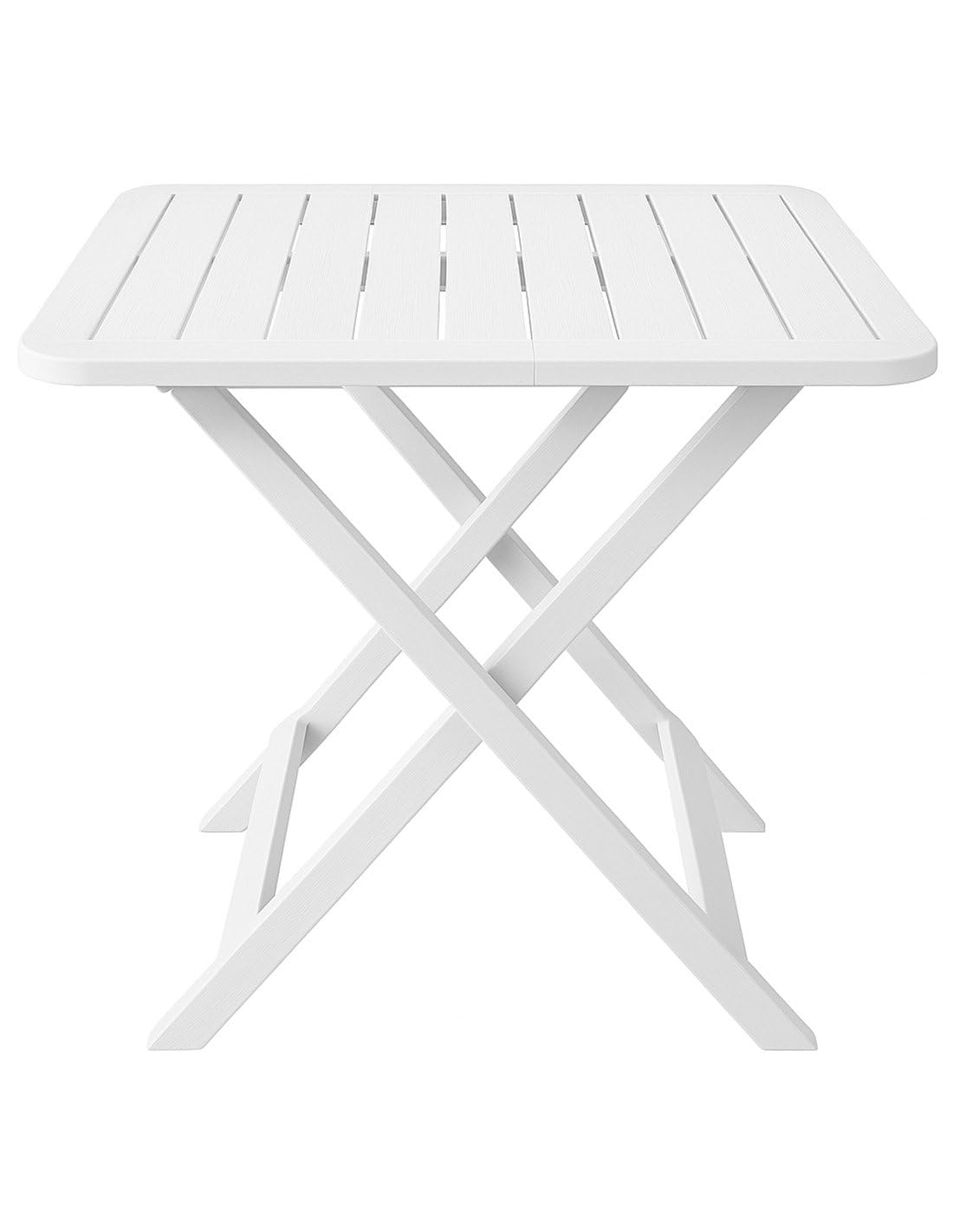 Jardin202 – Set de Balcón Plegable Blanco | Mesa 79x72 cm y Sillas de Resina | Conjunto Mobiliario Exterior para Terraza, Jardín o Camping | Resistente Intemperie | 2 Sillas + 1 Mesa