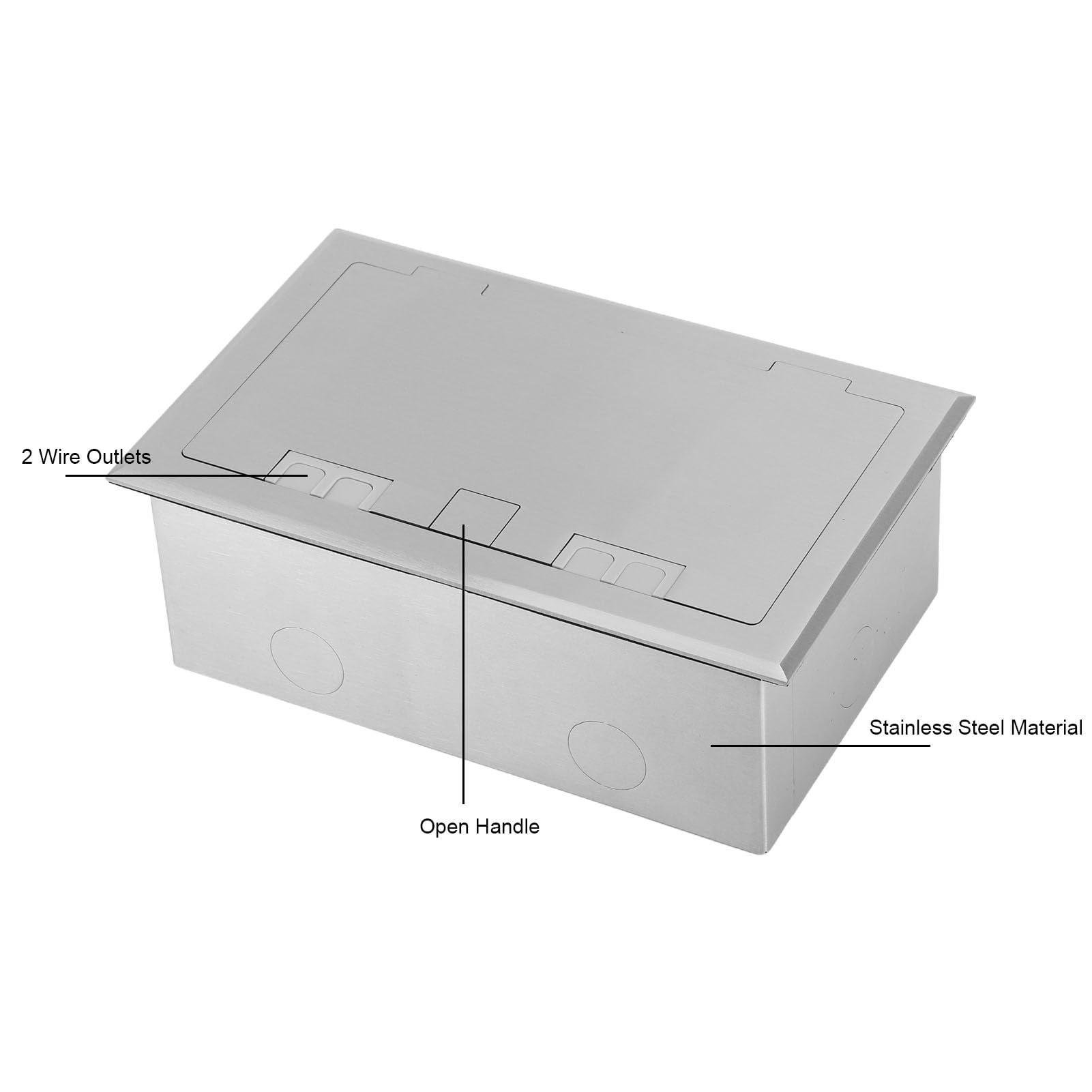 Topiky Scatola di Derivazione da Incasso a Pavimento, Kit Presa Piatta in Acciaio Inossidabile Impermeabile con 2 Porte USB, Presa Elettrica da 4KW 16A, per Ufficio Domestico in Marmo
