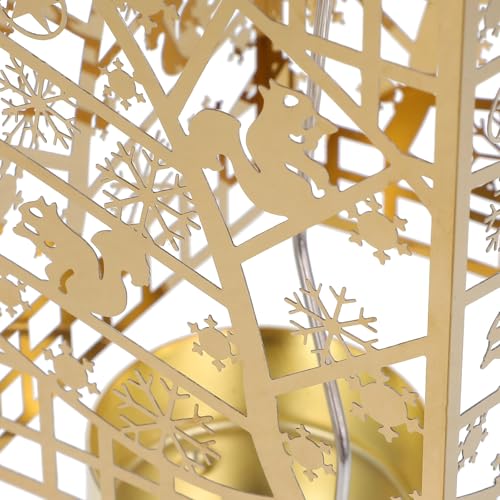 Cabilock回転ティーライトホルダー、クリスマス用ゴールデンヨーロピアンキャンドルホルダー、ホリデーセンターピース用のエレガントなガラスアイアンデスクトップ装飾 [5]