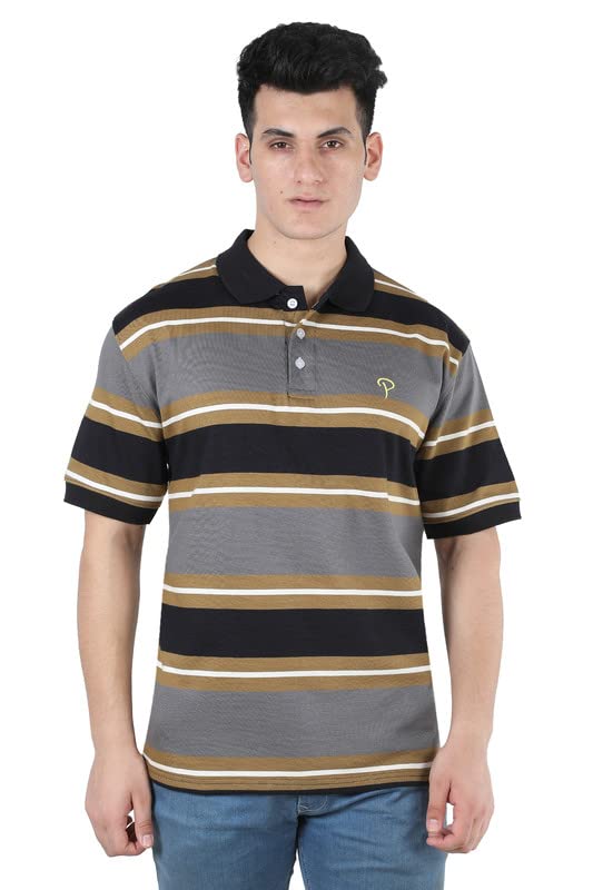 particle Men's Plus Size Big Size Cotton Polo Collar T-Shirt | Relaxed Fit Striped Half Sleeve | 100% Cotton 210 GSM | Smart Casual | Sizes 2XL–6XL | Breathable Summer Wear-picture-18