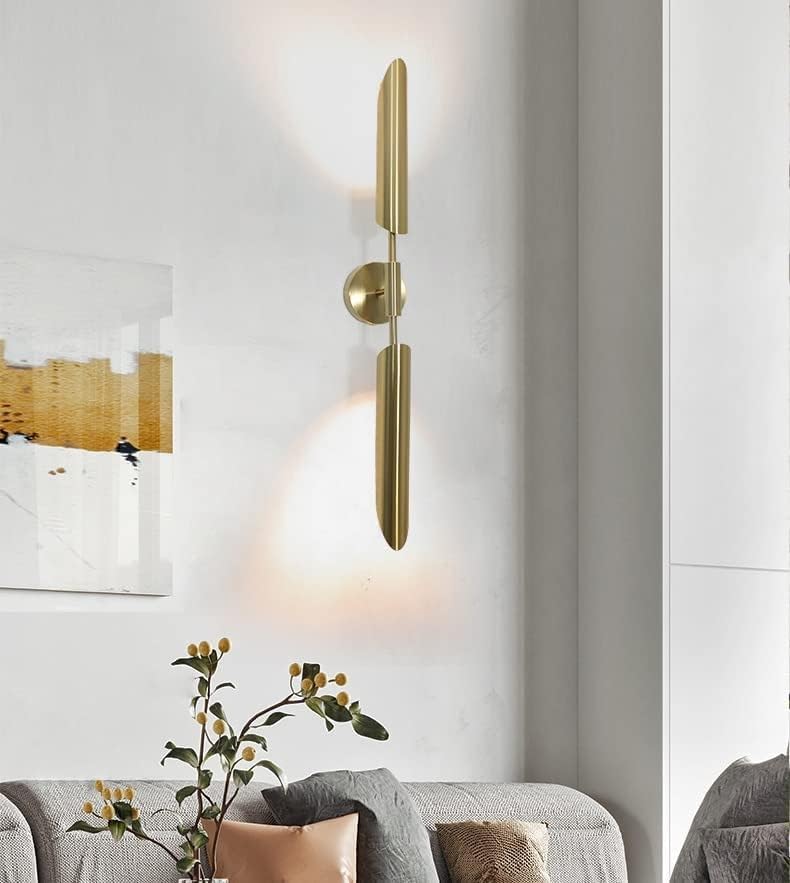 Image of Modern Wall Sconce Light, Sleek Gold Metal Design with Curved Cylindrical Fixtures, 3-Color (Warm, Natural, Cool), Indoor Wall Lamp for Living Room, Bedroom & Office Decoration