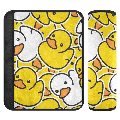 Fodere per cinture di sicurezza morbide di colore bianco anatra giallo, imbottite in cotone, cuscinetti per orecchie da spalla per zaini, cuscinetti per orecchie per cintura di sedile auto