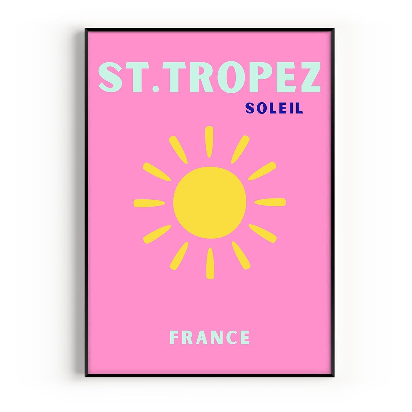 St. Tropez Trendy Travel Poster, Premium Giclee Fine Art Prints - Vintage Aesthetic Wall Art Decoration, Eclectic Boho Poster Collage Aesthetic Print for Home Decor, Ready to Frame