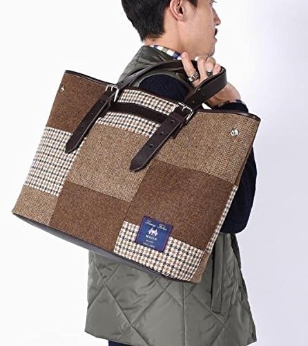 Amazon シップス メンズ Ships Sc Moon ツイード パッチワーク トートバッグ ブラウン One Size メンズバッグ 財布