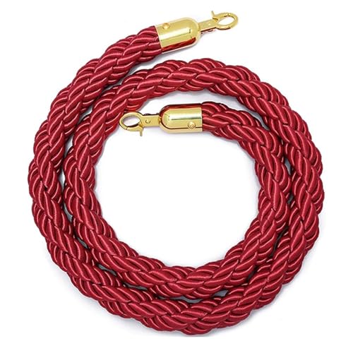 Corde de barrière rouge torsadée de 10 pieds avec mousquetons en acier inoxydable pour guidage