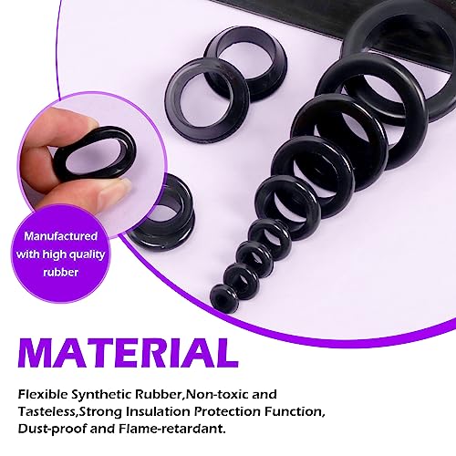 Swpeet 40Pcs Black Rubber Grommet Sortiment Kit, 5-Größen Ösen Ring Dichtung, einseitig runde Firewall Loch Stecker ca. 13/16 1 1-3/16 1-3/8 1-9/16 Bohrloch für Verdrahtung, Automobil, Boot