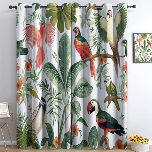 Juego de 2 cortinas opacas de 229 x 117 cm con motivos de animales tropicales 2