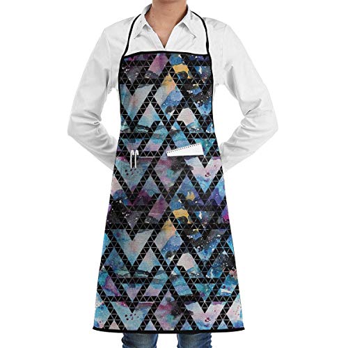 Delantal Cocinade Triángulos Monocromáticos con Motivos Tribales Delantal con Peto Impermeable Personalizado Delantale para Mujeres, para Jardinería, Cumpleaños, Jardín