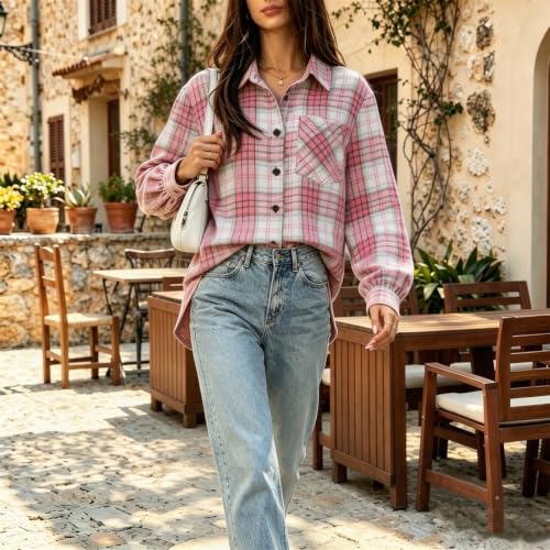 Plaid Jackets for Women Gingham Button Down Boho Comfortable Tops - image 5