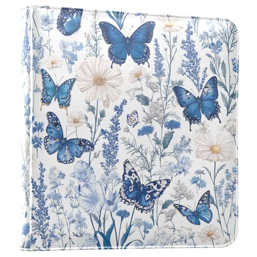 Kigai Daisy Butterfly Photo Album Self Adhesive Scrapbook Album Leather Cover DIY Picture Scrap Book with 20 Adhesive Sheets, 11.8x24x0.8 inch