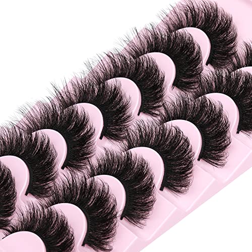 Fake Eyelashes Fluffy Volume Thick Lashes Faux Mink 20MM Long Dramatic False Eyelashes Full 5D Big Reusable Eye Lashes Pack 7 works by ALICROWN