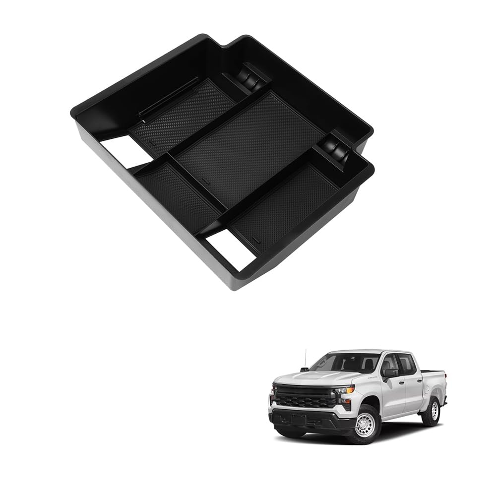 Car Center Console Organizer for Chevrolet Silverado 2500HD 2024 2025 2026,Removable Storage Box Tray Cubby Organizer Box Armrest Storage Drawer Interior Accessories