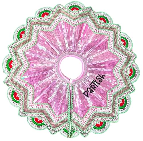 Image of Partish Laddu Gopal Heavy Dress for Janmashtmi with Mukut and Patka l Ladoo Gopal Dress l Bal Gopal l Kanha Ji Thakur Ji Heavy Dress (Size 4, Pink)