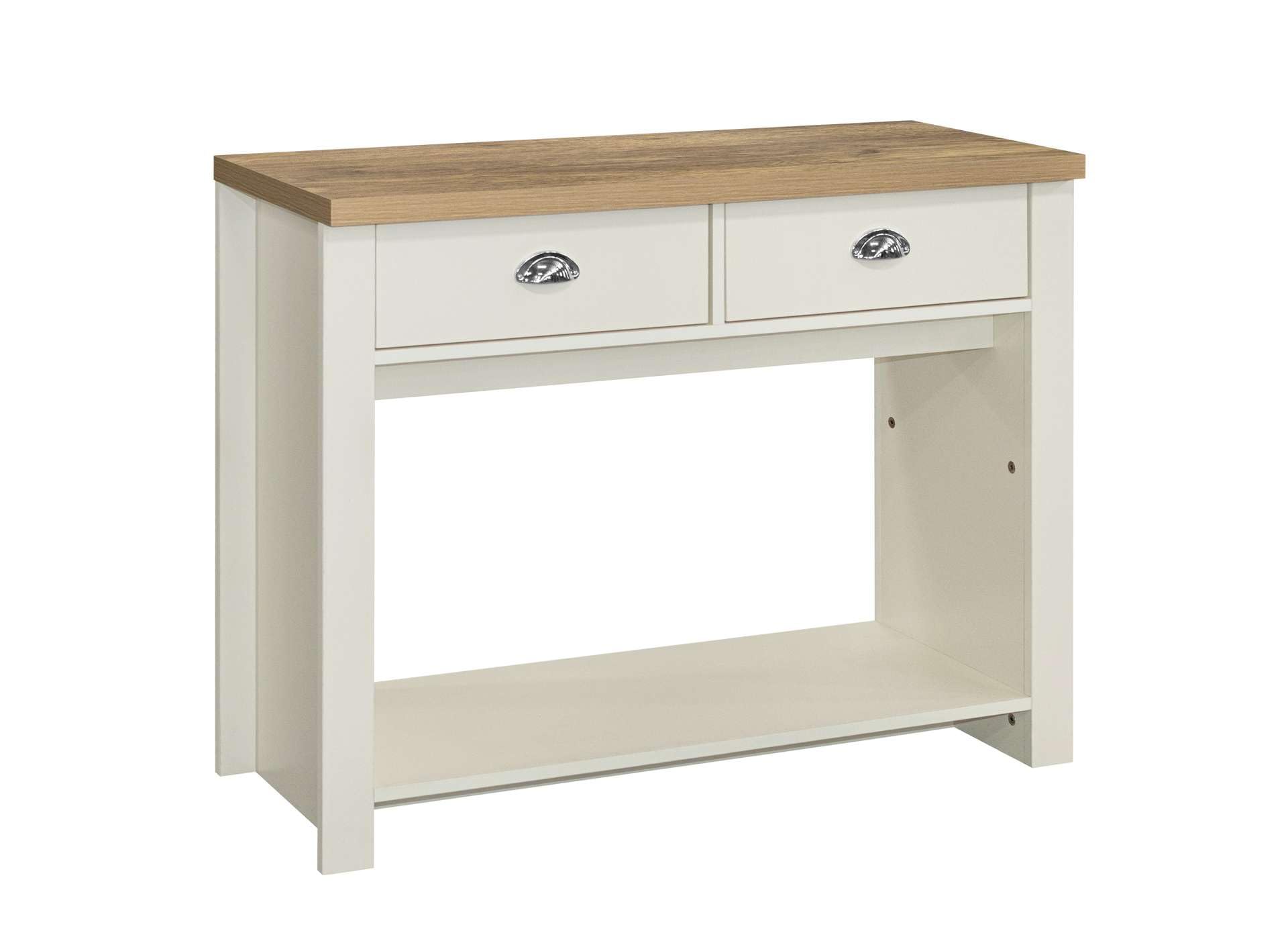 Birlea Highgate 2 Drawer Console Table Cream & Oak Effect