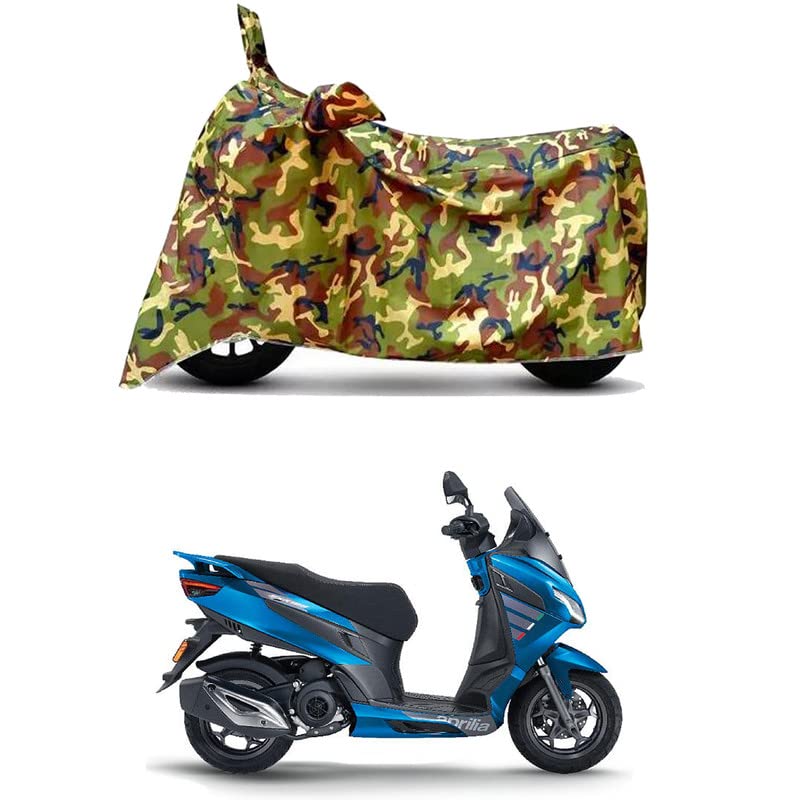 Image of Waterproof 100% PVC Coated Full Bike Scooty Two Wheeler Body Cover Compatible for Aprilia SXR 125 /UV-Rays /Heat Protection /Birds Dropping /Scratchproof /Dust Proof s[6X6 Jungle Print]