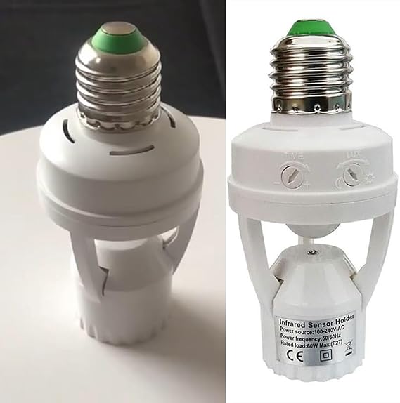 Motion Sensor Light, Replacement Socket, Includes Motion Sensor, Extension Adapter, Bulb Socket, Motion Sensor Switch, Sensor Light, Infrared Sensor, Auto Detection, Light and Dark Sensor, Auto On/Off, No Construction Required, LED Bulb, Incandescent, Energy Saving Lamp, Decorative 360° Plug