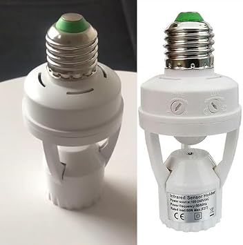 Motion Sensor Light, Replacement Socket, Includes Motion Sensor, Extension Adapter, Bulb Socket, Motion Sensor Switch, Sensor Light, Infrared Sensor, Auto Detection, Light and Dark Sensor, Auto On/Off, No Construction Required, LED Bulb, Incandescent, Energy Saving Lamp, Decorative 360° Plug