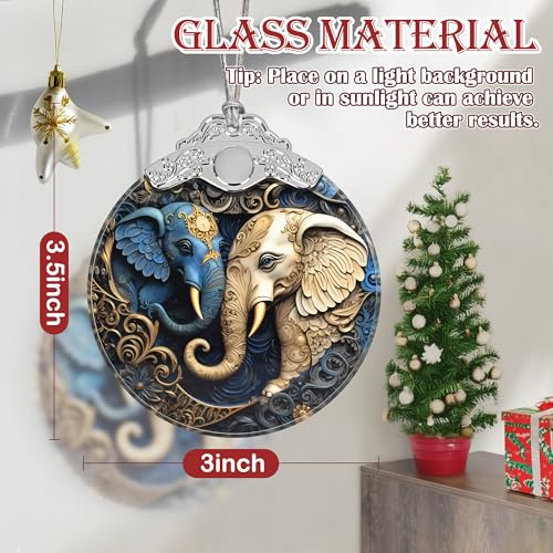 Éléphant de Noël en verre teinté suspension sapin originale