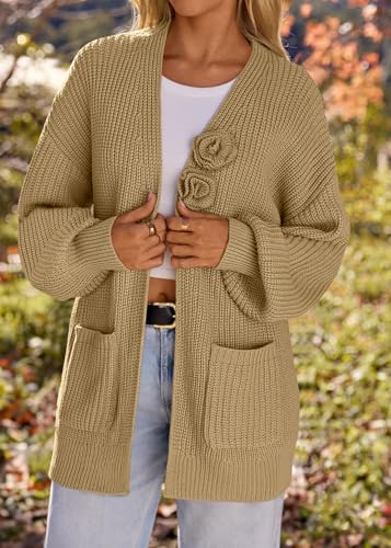 Image of MEROKEETY Long Sleeve Oversized Cardigan Sweaters for Women | Fall Winter Sweaters, Open Front, Chunky Knit, 2026 Casual Work Outerwear with Pockets