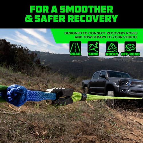 Image of Rhino USA Synthetic Soft Shackle Rope (2-Pack) - 44,050lb Offroad Recovery | 1 /2in x 22in Soft Shackles, 44,050lb Min Break Strength. For Truck, UTV, ATV. Compatible with Jeep, Toyota, Ford. Blue