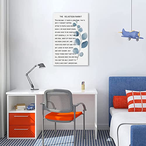 The Velveteen Rabbit Quote Canvas Painting Modern Abstract Wall Art Watercolor Leaf Posters And Prints Wall Decor Framed Wall Artwork Home Decor Office Kitchen Wall Decoration For Home Office Classroom Living Room Boy's Bedroom 08X12Inch #TOP3