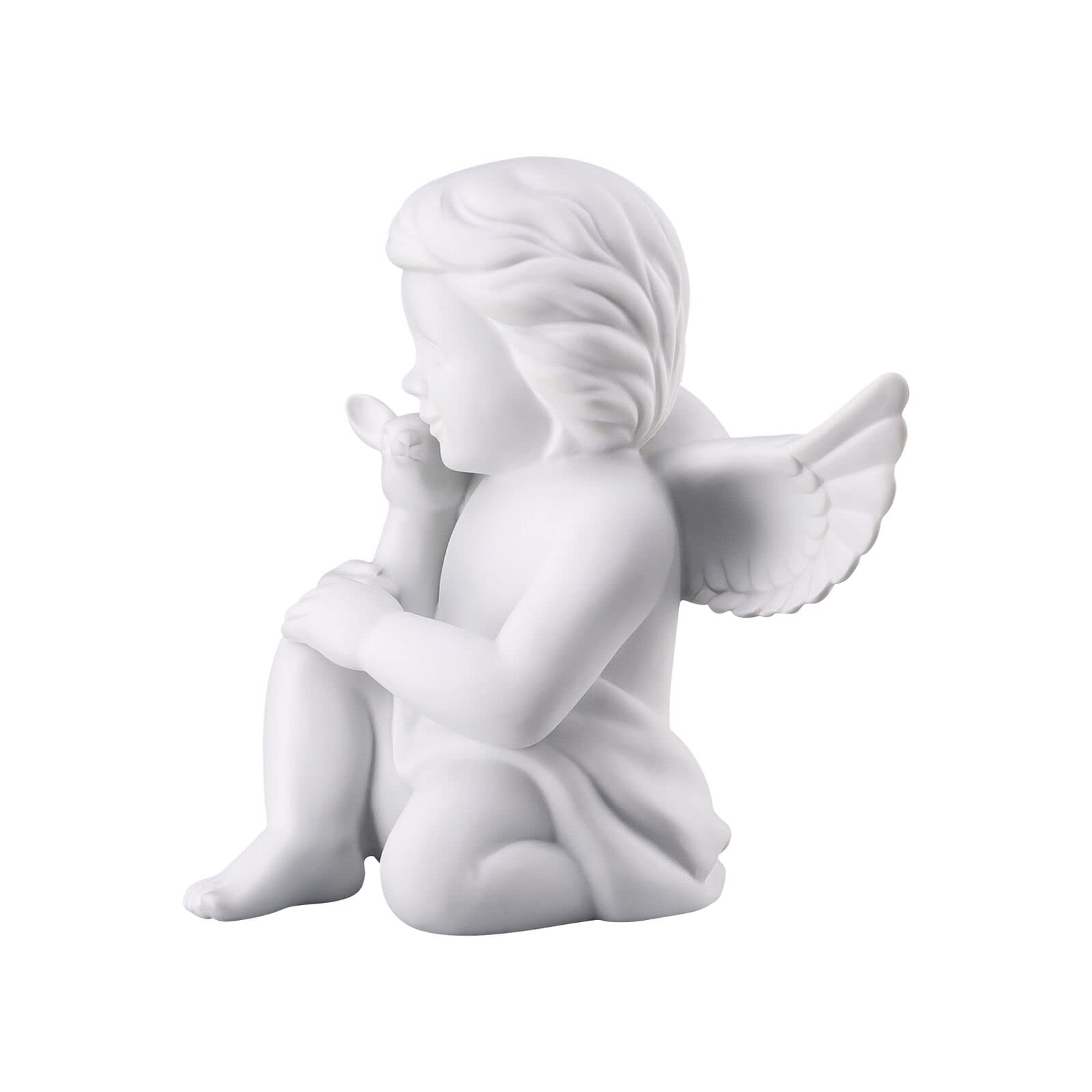 Rosenthal Anioł duży z Bambi biały matowy – figurka porcelanowa, tematyka kolekcjonerska, Wielkanoc 2023, figurka dekoracyjna, kolekcjonerski, anioł porcelanowy, jeleń, Ø 12,7 cm – wys. 13,9 cm