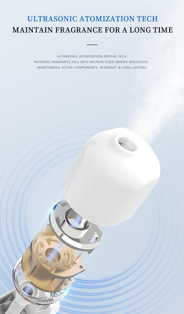 Diffusore ad ultrasuoni USB ricaricabile Nomade di Oli Essenziali con 6 Bottiglie di Aroma: Aromaterapia in Strada e Casa (bianco)