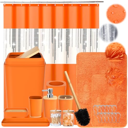 Bathroom Set Bathroom Sets with Shower Curtain and Rugs Sequin Shower Curtain Set Orange Bathroom Rugs Sets Bathroom Decor