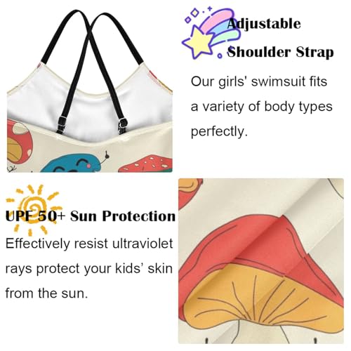 Image of Girls one Piece Swimsuit Summer UPF 50+ Quick Dry Beach Bathing Suit with Straps Swimwear 3-10 Years