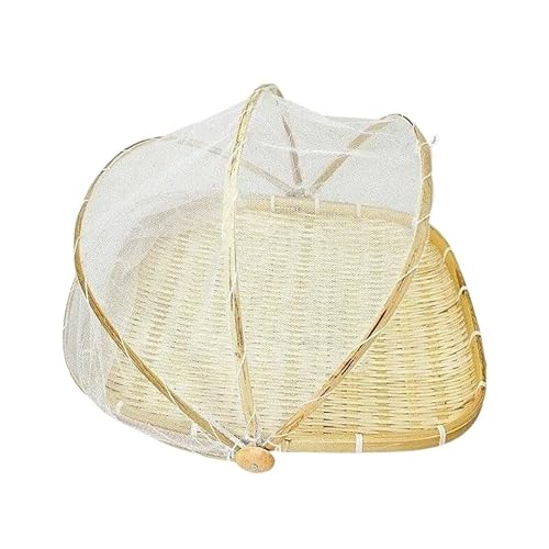 竹ざる 青竹もり皿 水切りザル 籐ざる 丸盆ざる ネット付き竹干しざる 干し野菜バスケット 可動式フタ通気 防塵 防虫 乾かす 乾燥 陰干し 収納 保存 素朴 美観 実用 多機能 梅干し 魚介類 野菜 果物 干物 台所用品 (B,L)