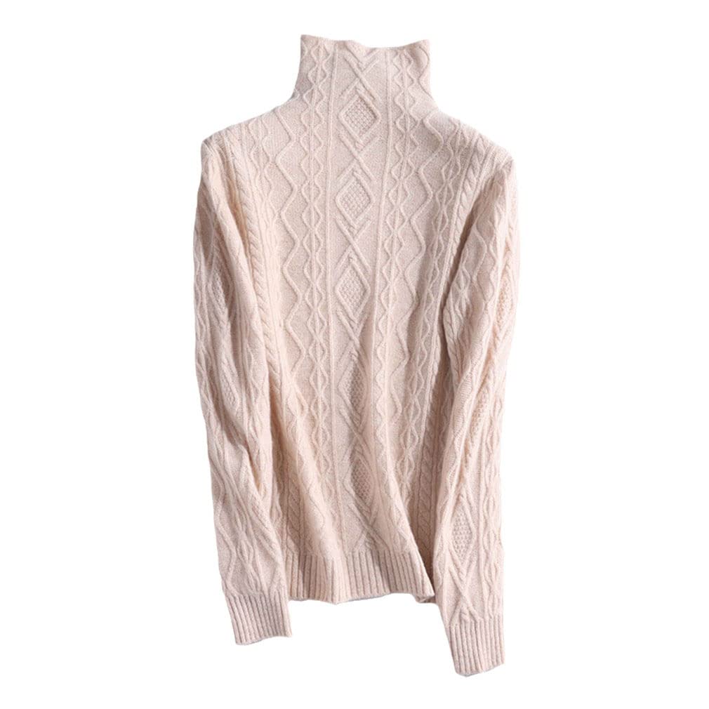 YTR6RTW Vintage Turtleneck Sweater Women Pullover Femme Warm Soft Knitting Cashmere Sweater Women Jumper Beige S