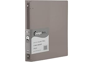 JAM PAPER Plastic Smoke Grey 1 inch 3 Ring Smoke Grey Binder