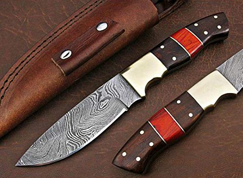 Poshland Handmade Damascus Steel Bushcraft Knife - Stunning Easy Grip Handle
